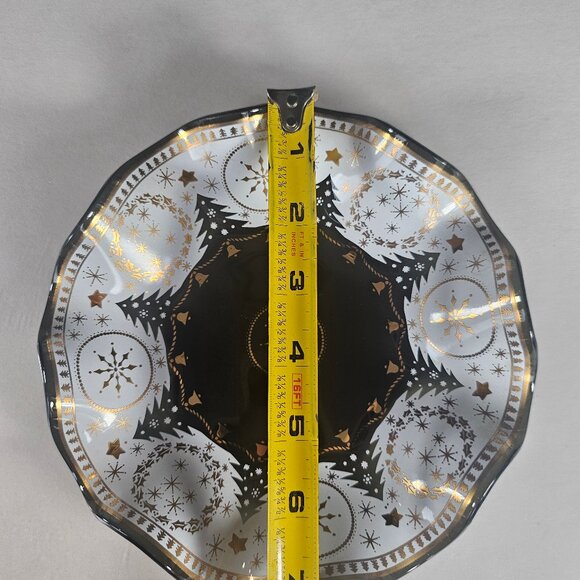 Houze Art Christmas Smokey Glass White And Gold MCM Ruffled Christmas Trees Dish - Picture 8 of 8
